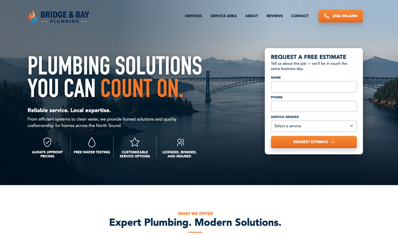 Bridge & Bay Plumbing website screenshot