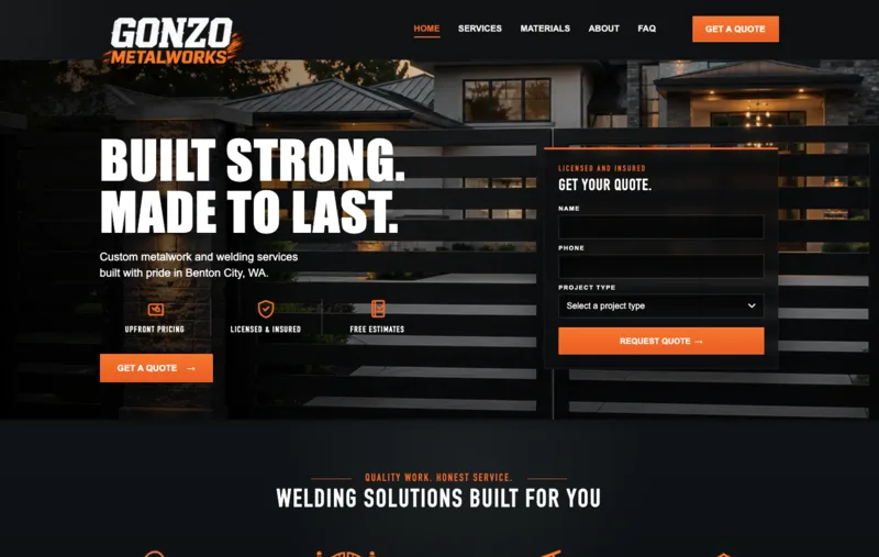 Gonzo Metalworks website screenshot