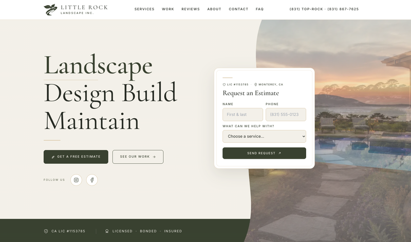 Little Rock Landscape Inc. website screenshot